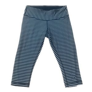 LULULEMON Wunder Under Crop Parallel Stripe Black White